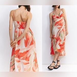 H&M women Drawstring-Detail Dress orange Size Small